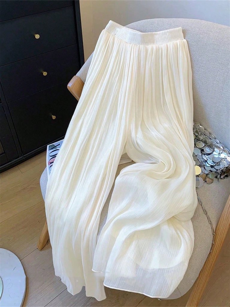 White Casual Women's Loose Wide Leg Pants